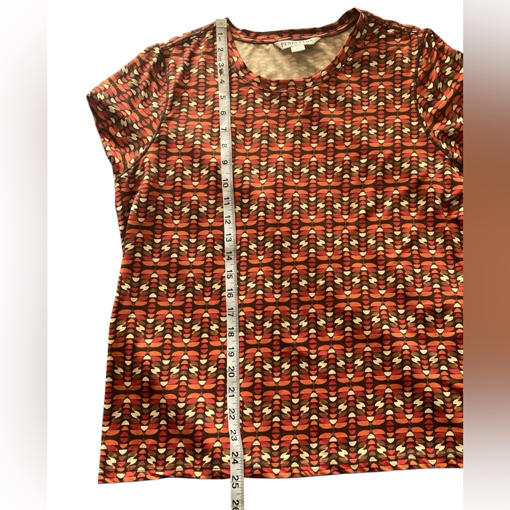 Pendleton Orange And Black Patterned Short Sleeve… - image 4